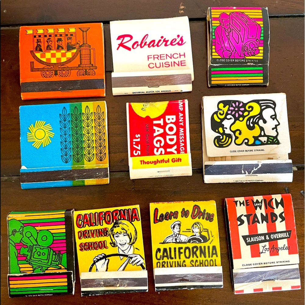 Vintage colorful matches from Los Angeles